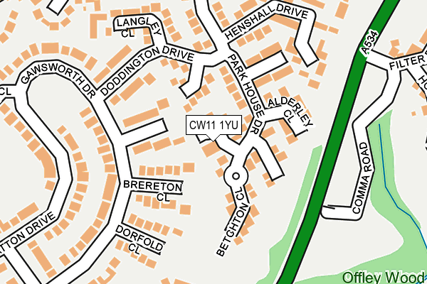 CW11 1YU map - OS OpenMap – Local (Ordnance Survey)