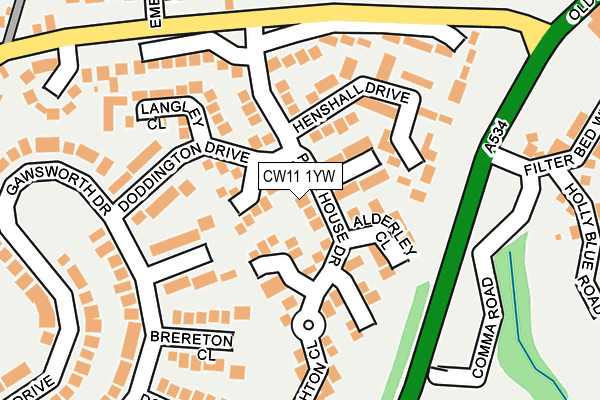 CW11 1YW map - OS OpenMap – Local (Ordnance Survey)