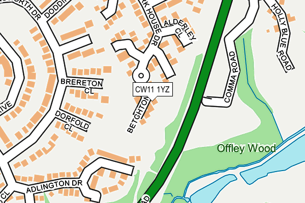 CW11 1YZ map - OS OpenMap – Local (Ordnance Survey)