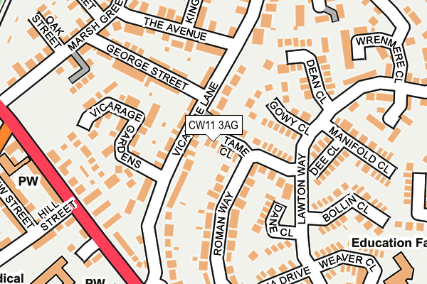CW11 3AG map - OS OpenMap – Local (Ordnance Survey)