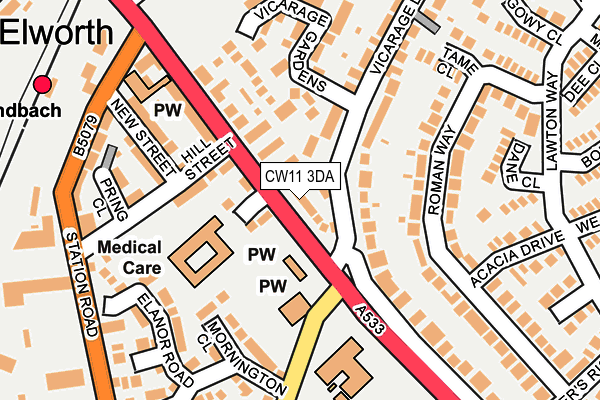 CW11 3DA map - OS OpenMap – Local (Ordnance Survey)
