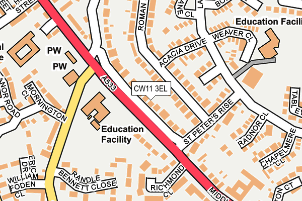 CW11 3EL map - OS OpenMap – Local (Ordnance Survey)