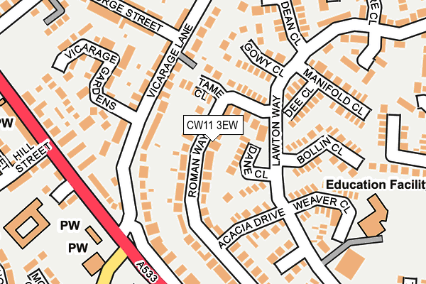 CW11 3EW map - OS OpenMap – Local (Ordnance Survey)