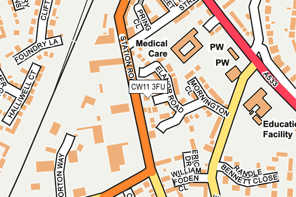 CW11 3FU map - OS OpenMap – Local (Ordnance Survey)