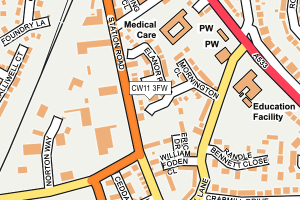 CW11 3FW map - OS OpenMap – Local (Ordnance Survey)