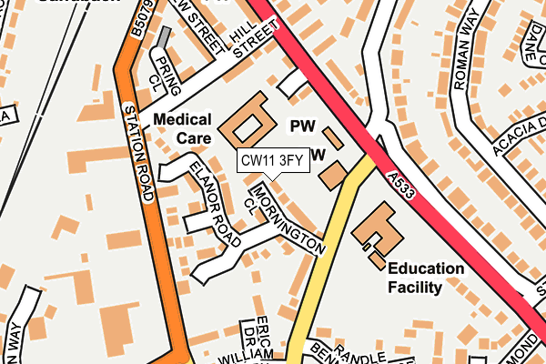 CW11 3FY map - OS OpenMap – Local (Ordnance Survey)