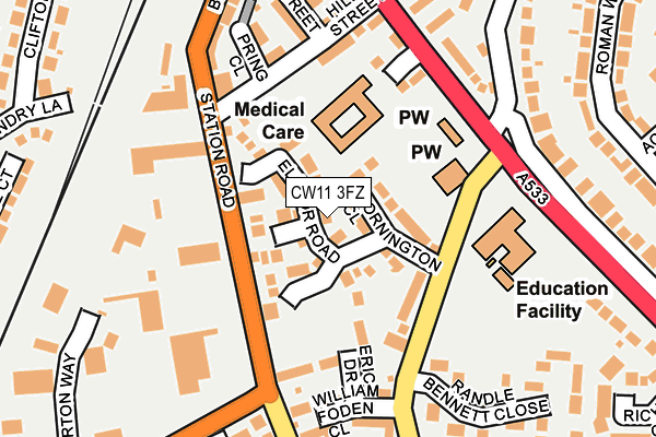 CW11 3FZ map - OS OpenMap – Local (Ordnance Survey)