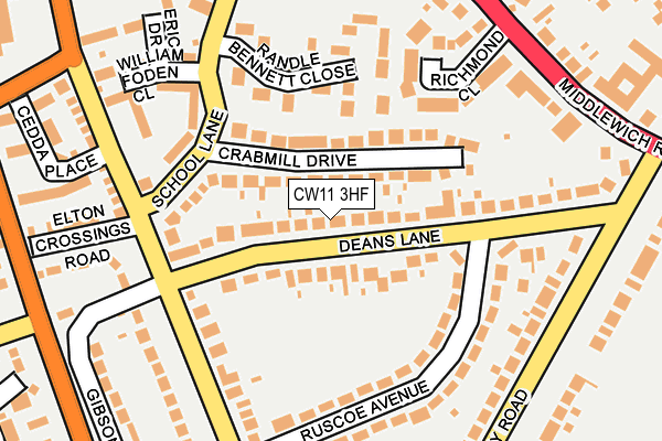 CW11 3HF map - OS OpenMap – Local (Ordnance Survey)