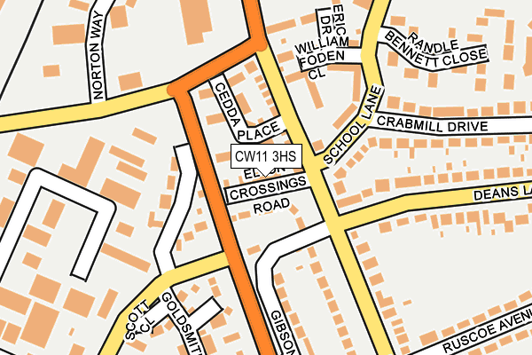 CW11 3HS map - OS OpenMap – Local (Ordnance Survey)