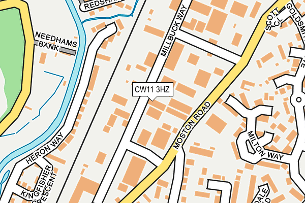 CW11 3HZ map - OS OpenMap – Local (Ordnance Survey)