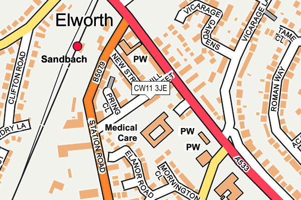 CW11 3JE map - OS OpenMap – Local (Ordnance Survey)