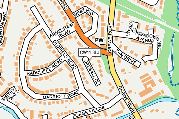 CW11 3LJ map - OS OpenMap – Local (Ordnance Survey)