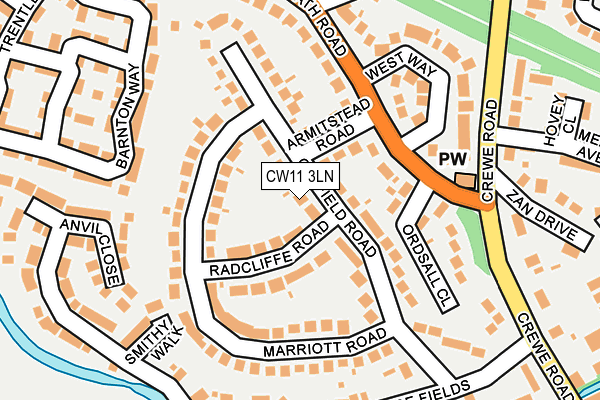 CW11 3LN map - OS OpenMap – Local (Ordnance Survey)