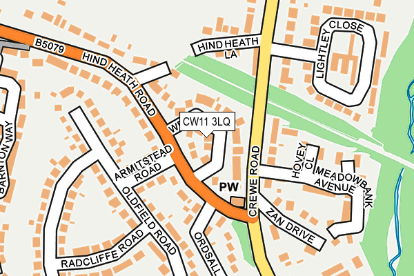 CW11 3LQ map - OS OpenMap – Local (Ordnance Survey)