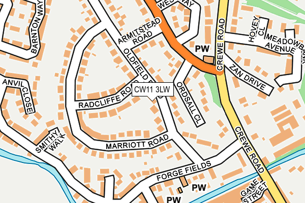 CW11 3LW map - OS OpenMap – Local (Ordnance Survey)