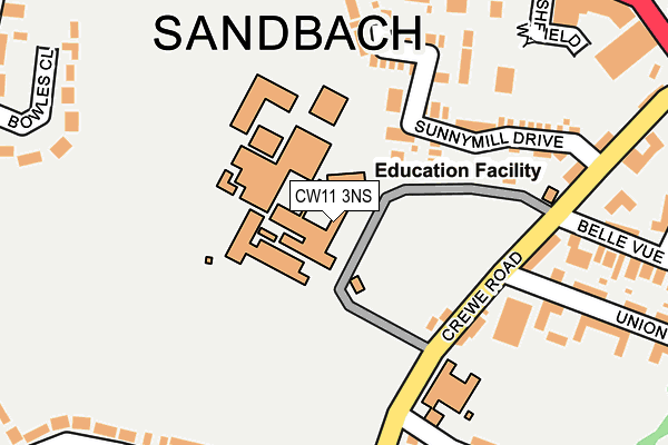 Map of SANDBACH SCHOOL DEVELOPMENTS LIMITED at local scale