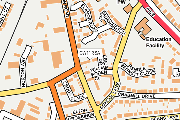 CW11 3SA map - OS OpenMap – Local (Ordnance Survey)