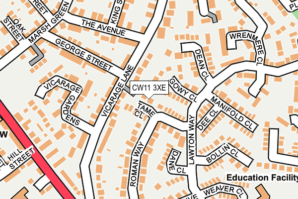 CW11 3XE map - OS OpenMap – Local (Ordnance Survey)