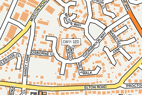 CW11 3ZD map - OS OpenMap – Local (Ordnance Survey)