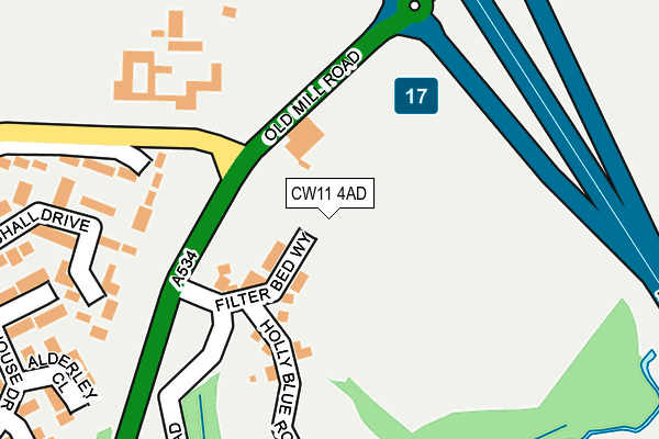 CW11 4AD map - OS OpenMap – Local (Ordnance Survey)