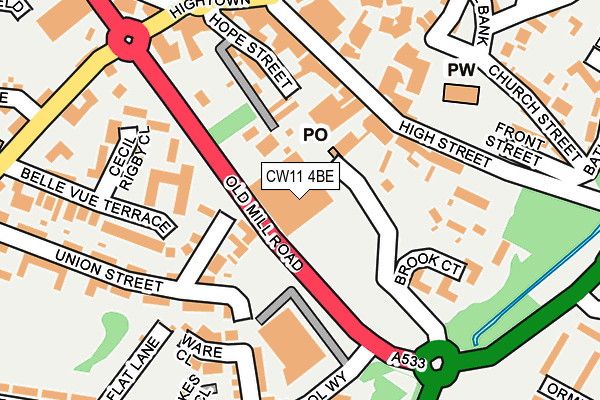 CW11 4BE map - OS OpenMap – Local (Ordnance Survey)