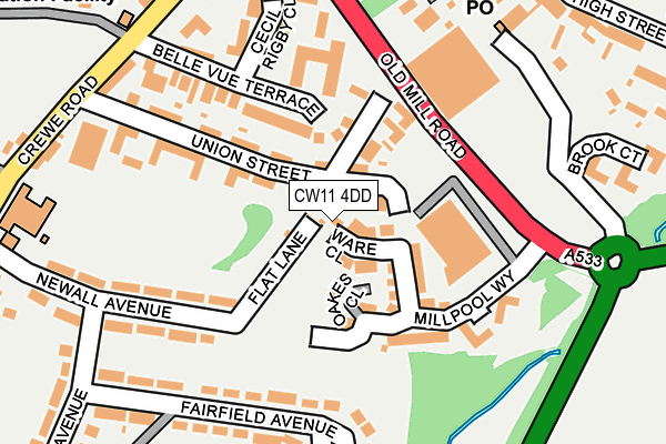 CW11 4DD map - OS OpenMap – Local (Ordnance Survey)