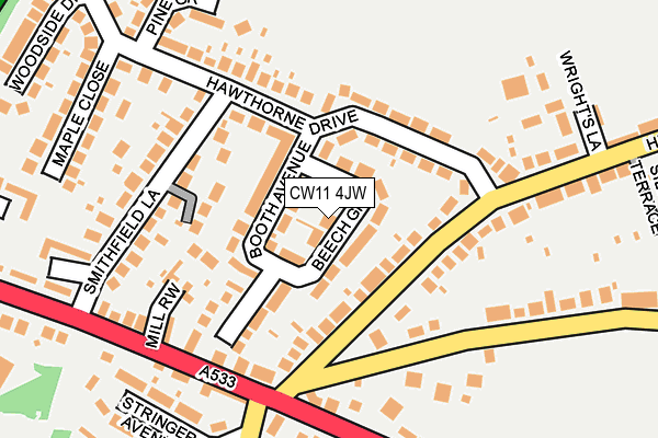 CW11 4JW map - OS OpenMap – Local (Ordnance Survey)