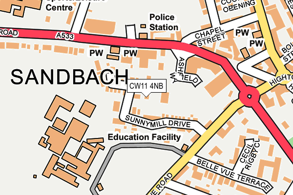 Map of SANDBACH CRAFTWORKS LTD at local scale