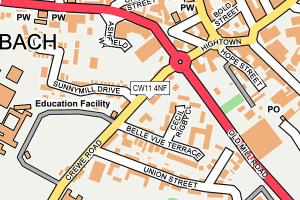 CW11 4NF map - OS OpenMap – Local (Ordnance Survey)