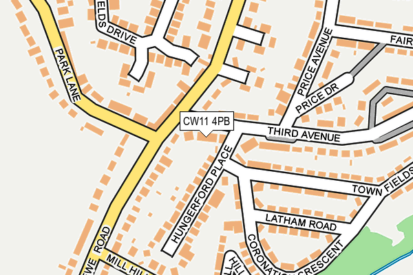 CW11 4PB map - OS OpenMap – Local (Ordnance Survey)