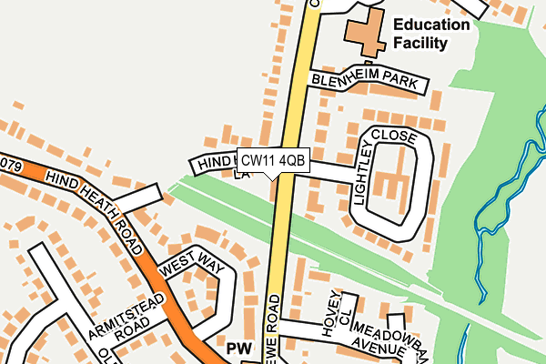 CW11 4QB map - OS OpenMap – Local (Ordnance Survey)