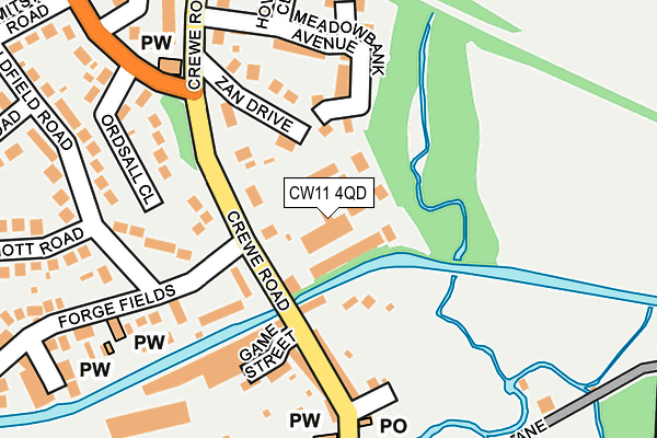 CW11 4QD map - OS OpenMap – Local (Ordnance Survey)