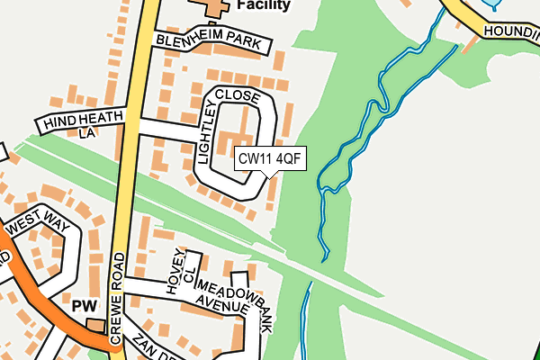 CW11 4QF map - OS OpenMap – Local (Ordnance Survey)