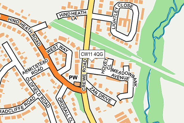 CW11 4QG map - OS OpenMap – Local (Ordnance Survey)