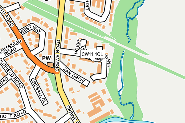 CW11 4QL map - OS OpenMap – Local (Ordnance Survey)