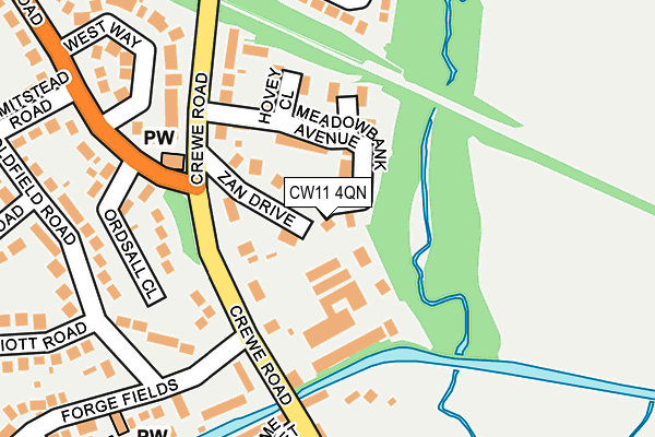 CW11 4QN map - OS OpenMap – Local (Ordnance Survey)