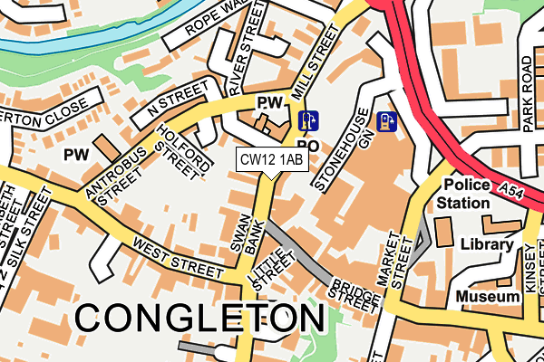 CW12 1AB map - OS OpenMap – Local (Ordnance Survey)