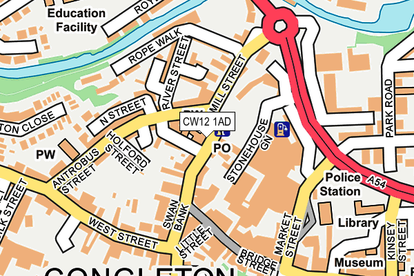 CW12 1AD map - OS OpenMap – Local (Ordnance Survey)