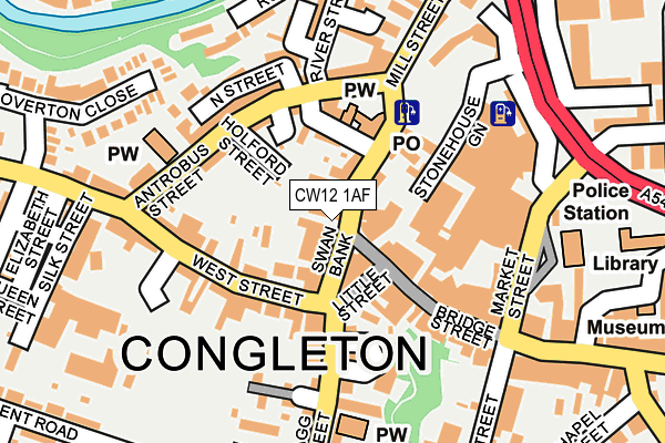 CW12 1AF map - OS OpenMap – Local (Ordnance Survey)