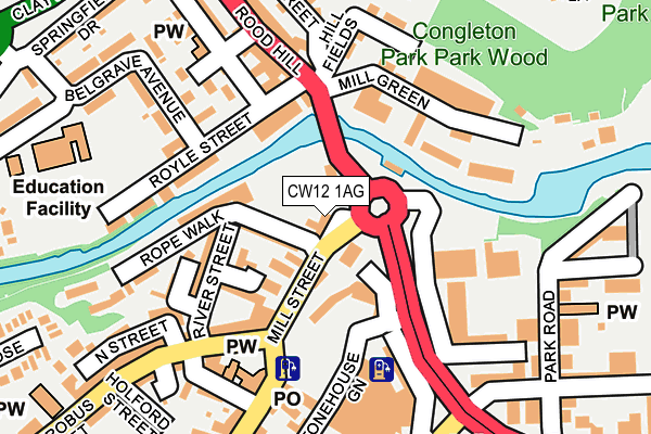 CW12 1AG map - OS OpenMap – Local (Ordnance Survey)