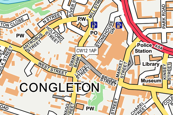 CW12 1AP map - OS OpenMap – Local (Ordnance Survey)