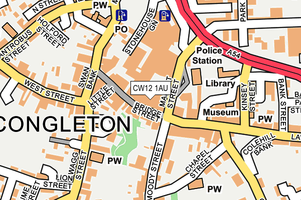 CW12 1AU map - OS OpenMap – Local (Ordnance Survey)