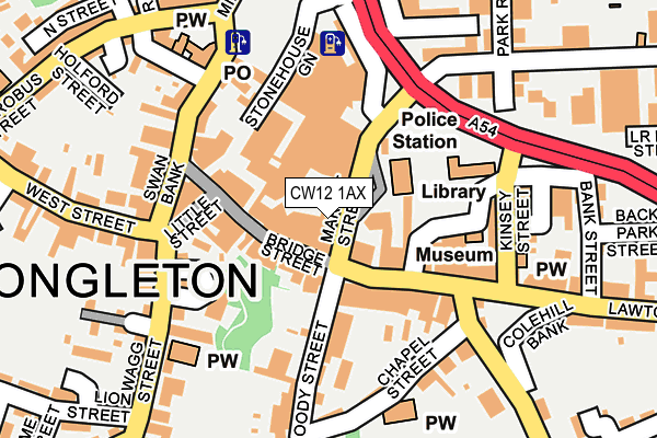 CW12 1AX map - OS OpenMap – Local (Ordnance Survey)