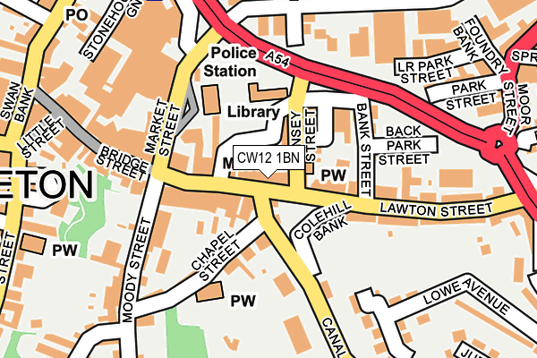 CW12 1BN map - OS OpenMap – Local (Ordnance Survey)