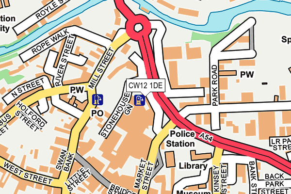 CW12 1DE map - OS OpenMap – Local (Ordnance Survey)