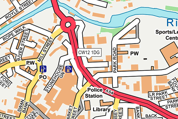 CW12 1DG map - OS OpenMap – Local (Ordnance Survey)