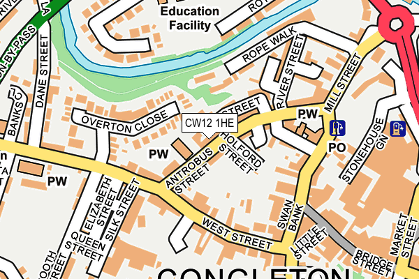 CW12 1HE map - OS OpenMap – Local (Ordnance Survey)