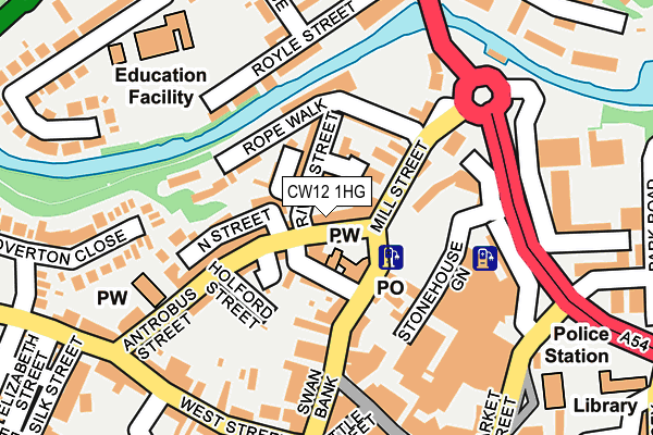 CW12 1HG map - OS OpenMap – Local (Ordnance Survey)