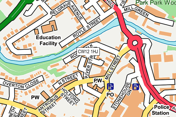 CW12 1HJ map - OS OpenMap – Local (Ordnance Survey)