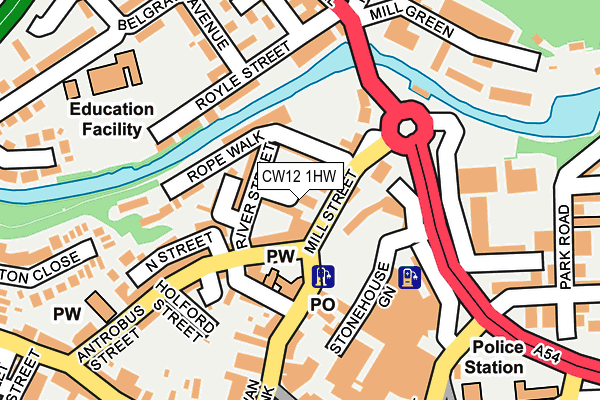 CW12 1HW map - OS OpenMap – Local (Ordnance Survey)